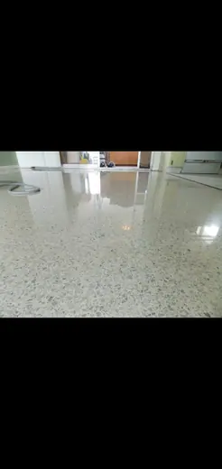 Light speckled worktop in a fitted kitchen