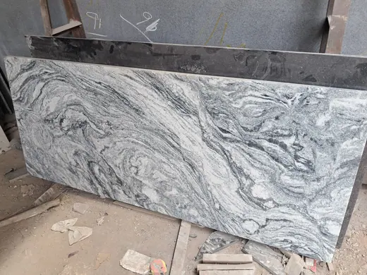 Grey and white veining on a polished slab